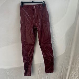Leather red pants
